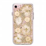 Wholesale iPhone 8 Plus / 7 Plus / 6S Plus / 6 Plus Luxury Glitter Dried Natural Flower Petal Clear Hybrid Case (Gold Yellow)